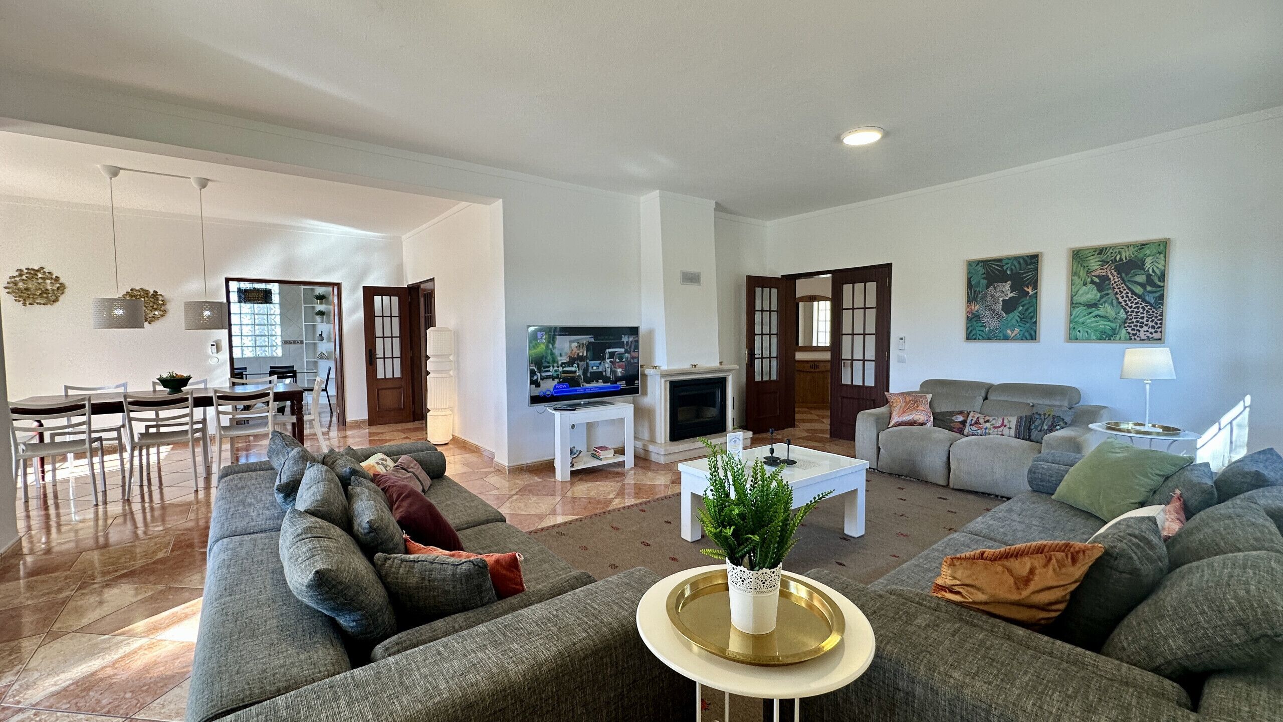 Fernseher, Kamin, Tischtennisplatte