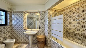 Shower, hair dryer, soap, shampoo