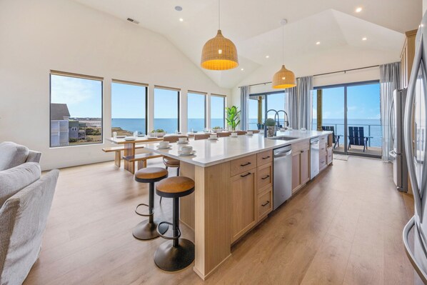 Fridge, microwave, oven, stovetop - Premier Soundfront w/ Pool, Hot Tub, Elevator, EV Charger, Pickleball, Theater (Rodanthe)