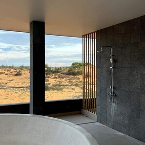 Regadera, tina de hidromasaje, amenidades de baño ecológicas 
