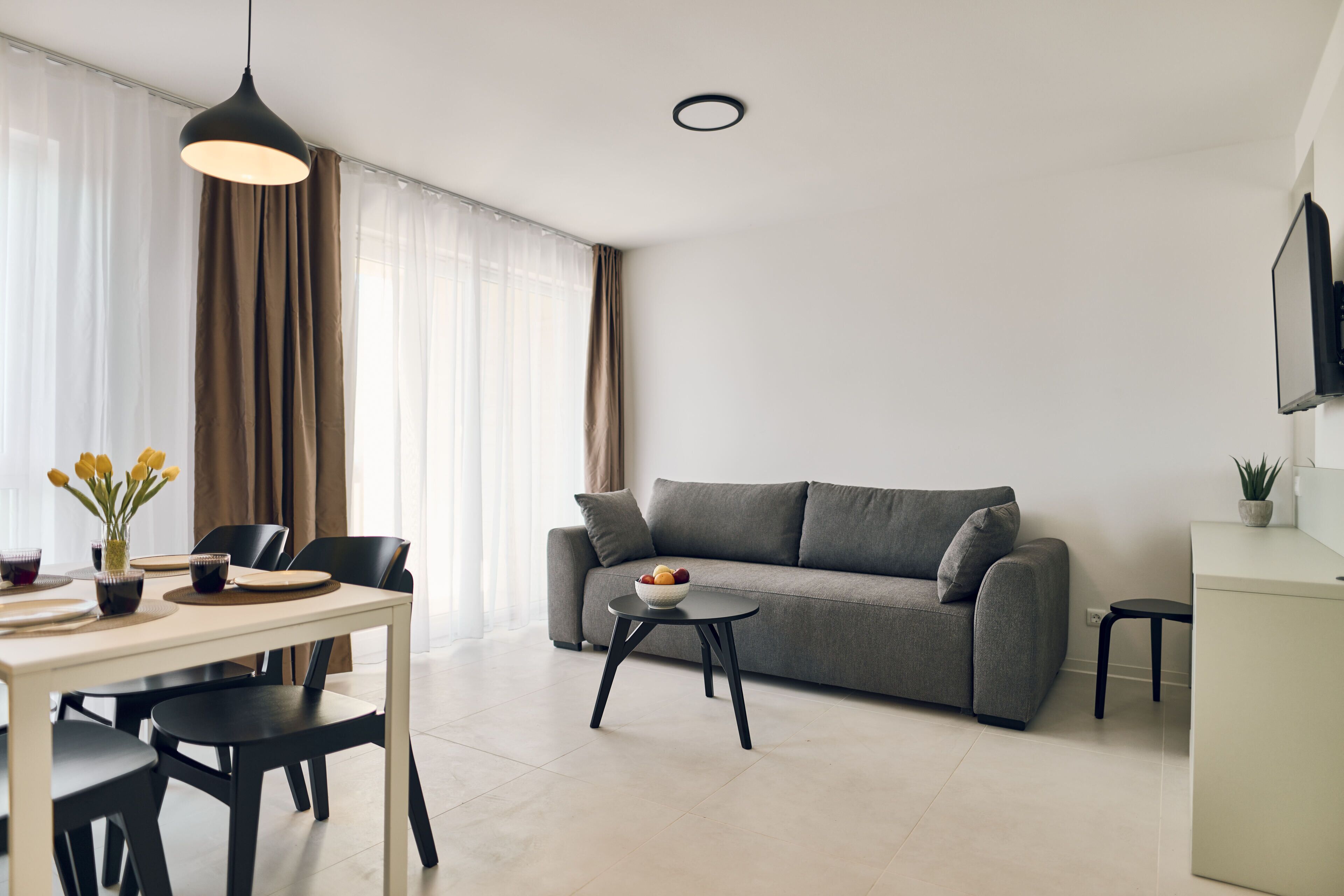 50-inch flat-screen TV with satellite channels