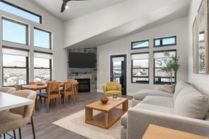 TV, fireplace, offices