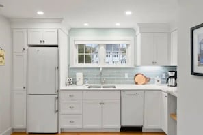 Fridge, microwave, oven, dishwasher