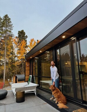 Terrace/patio - 
Luxury Lakefront Container Home - Sauna, Fishing, Kayaks & Mountain Views (Black Hawk)