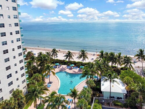 Direct access to beach and heated pool at The Tides