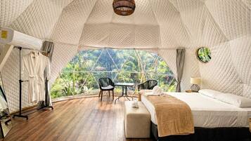 Premium Glamping Suite (Queen). | 1 bedroom, premium bedding, down comforters, memory foam beds