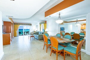 42-inch flat-screen TV with cable channels, DVD player