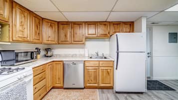 Frigorífico, microondas, horno y placa de cocina