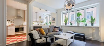 Vibrant neighbourhood in the heart of popular Södermalm. Safe and central street