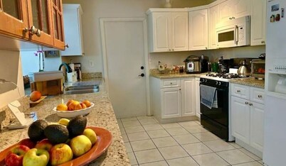 Cozy family home in quiet area, nice garden views.