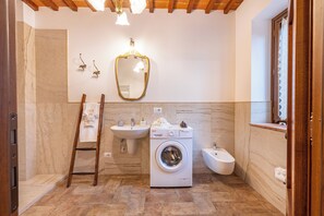 Ducha, secador de pelo y toallas