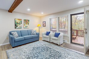 Een televisie, een open haard, een dvd-speler en een stereo