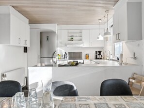 Fridge, oven, dishwasher, high chair