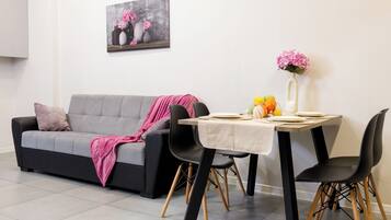 Apartamento básico | Zona de estar | Una televisión de pantalla plana