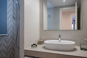 Family Suite | Bathroom | Shower, free toiletries, hair dryer, slippers