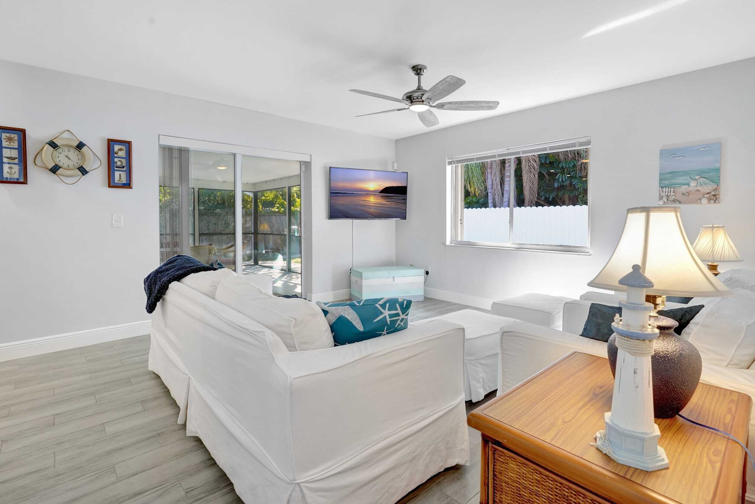 The family room is located in the back of the home and has access to the lanai