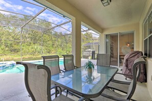 Outdoor dining - Spacious Davenport Home w/ Private Pool & Spa (Davenport)