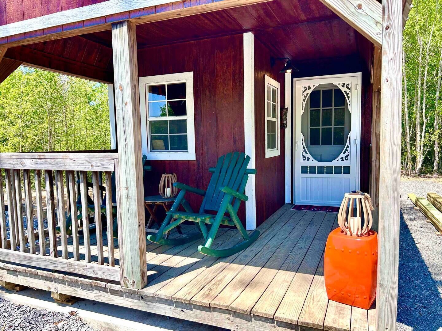 Two Adirondack Rockers on the porch where you can enjoy the sunsets & sunrises.