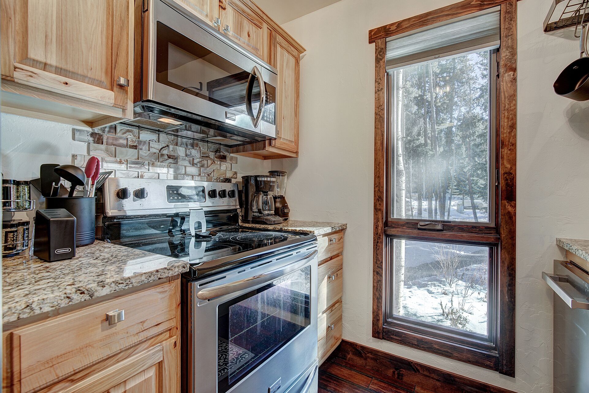 Premier Condo | Private kitchen | Full-sized fridge, microwave, oven, stovetop