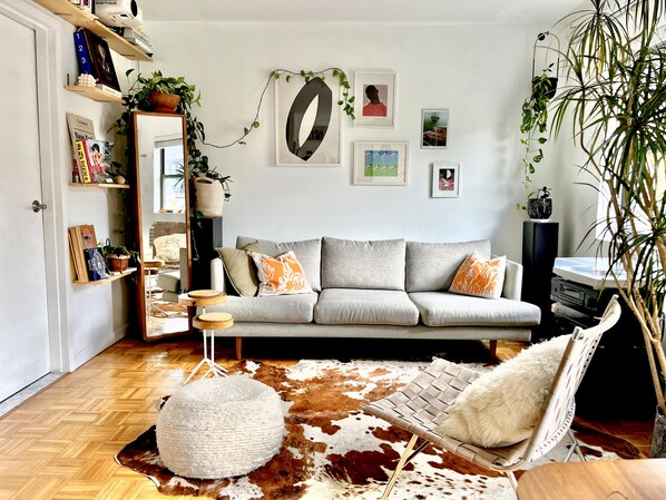 Living area - Light drenched Park Slope designer two bedroom with huge balcony & workspace! (Brooklyn)