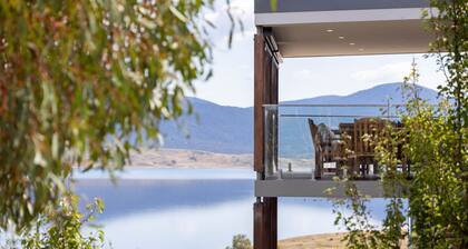 Moongate with beautifully styled, open plan living with panoramic views over Lake Jindabyne