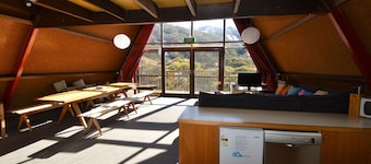 Moonbah Ski Lodge is a freestanding A frame ski lodge