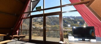 Moonbah Ski Lodge is a freestanding A frame ski lodge