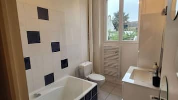 Hair dryer, towels, toilet paper