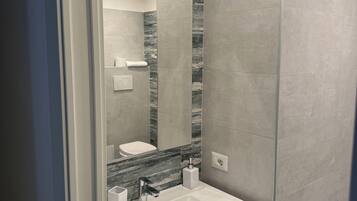 Regadera, secadora de cabello, bidet, toallas