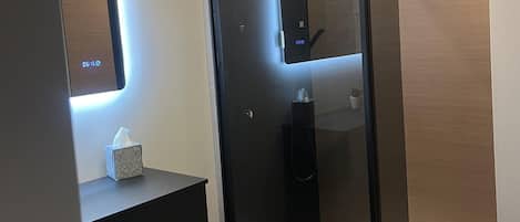 Apartment | Bathroom | Shower, hair dryer, towels