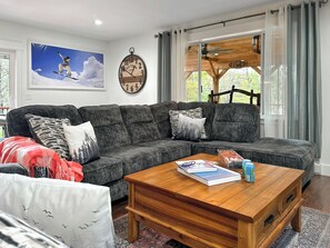 Smart TV, fireplace, video games, DVD player