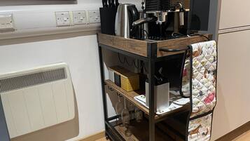 Apartment | Private kitchen | Fridge, microwave, oven, stovetop
