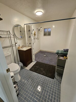 Shower, hair dryer, towels, soap - Private daylight basement with river views. (Lenore)