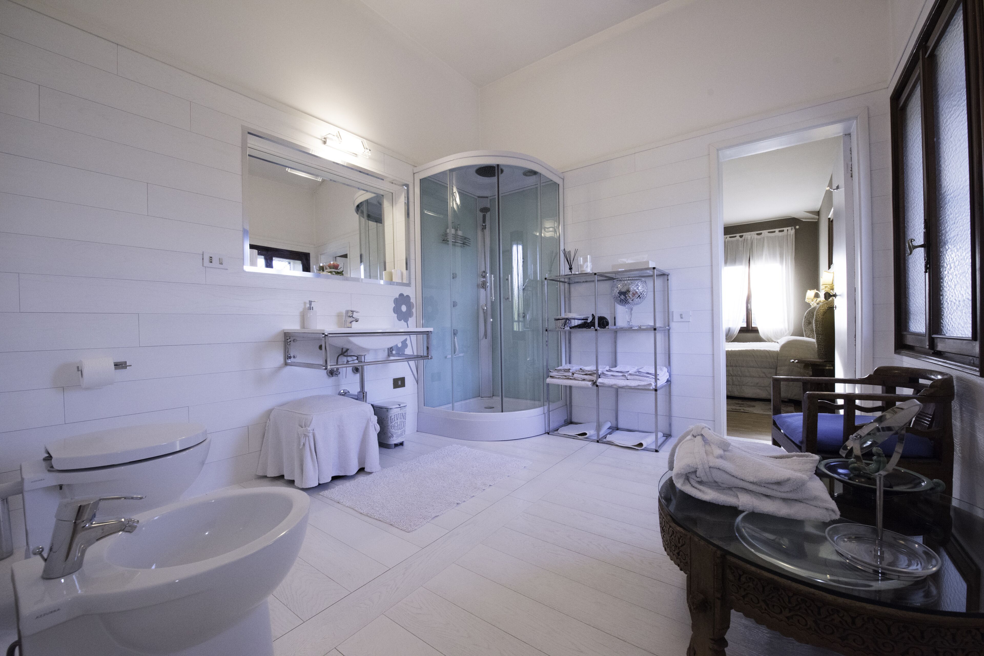 Shower, eco-friendly toiletries, hair dryer, bidet