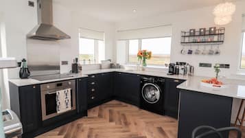 Fridge, dishwasher, electric kettle, toaster