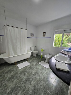 Bidet, tovalloles, sabó i xampú