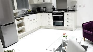 Fridge, microwave, oven, toaster