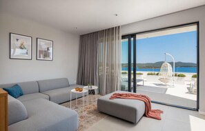 Televisie, een open haard, tafelvoetbal en een stereo