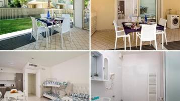 Monolocale, patio, lato giardino | Una cassaforte in camera, insonorizzazione, Wi-Fi gratuito, lenzuola