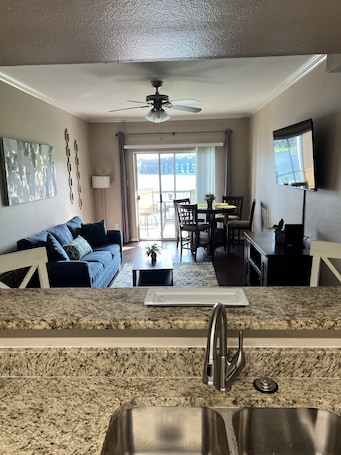 Living area. The Point in Walden. Lakeside & Dock Views. Bring your Boat & Float! Book Now!