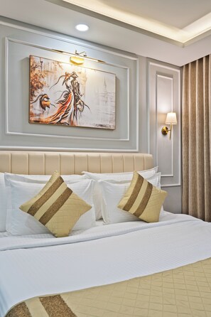 Suíte estúdio superior | Roupas de cama premium, camas Select Comfort, individualmente decorados