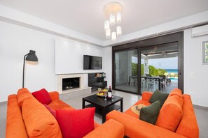 TV, fireplace, DVD player, ping pong - Villa Dionysos - Three Bedroom Villa, Sleeps 7 (Rhodes)