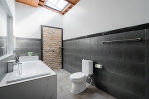 Shower, hair dryer, bidet, shampoo