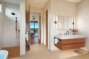 Shower, hair dryer, towels - Hale Ho'ouluulu: New Poipu Villa w/Pool/Ocean View (Koloa)