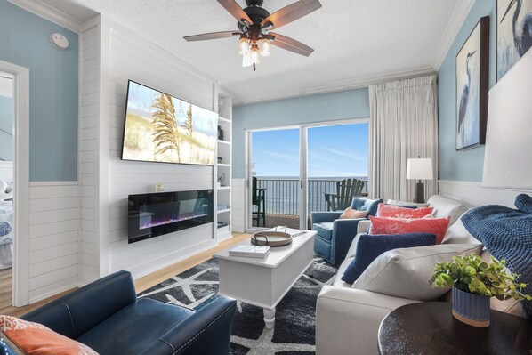 Smart TV, fireplace, table football - Newly Updated Beachfront! XL Balcony Stunning Views, 2/2 Kings, Steps to Beach! (Gulf Shores)