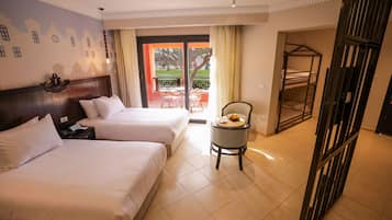 Family Room, Garden View | 2 bedrooms, Egyptian cotton sheets, premium bedding, pillowtop beds