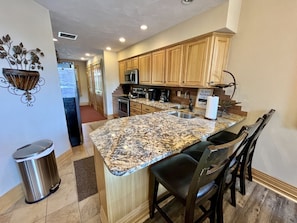 Fridge, microwave, oven, stovetop - Seven Springs Condo Near Shuttle, Gas Fireplace (Champion)