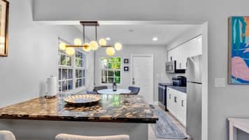 Fridge, microwave, coffee/tea maker, toaster