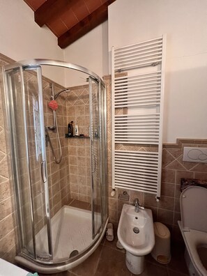 Dusche, Haartrockner, Bidet, Handtücher