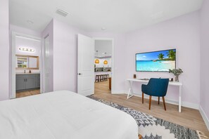 4 bedrooms, desk, iron/ironing board, travel crib